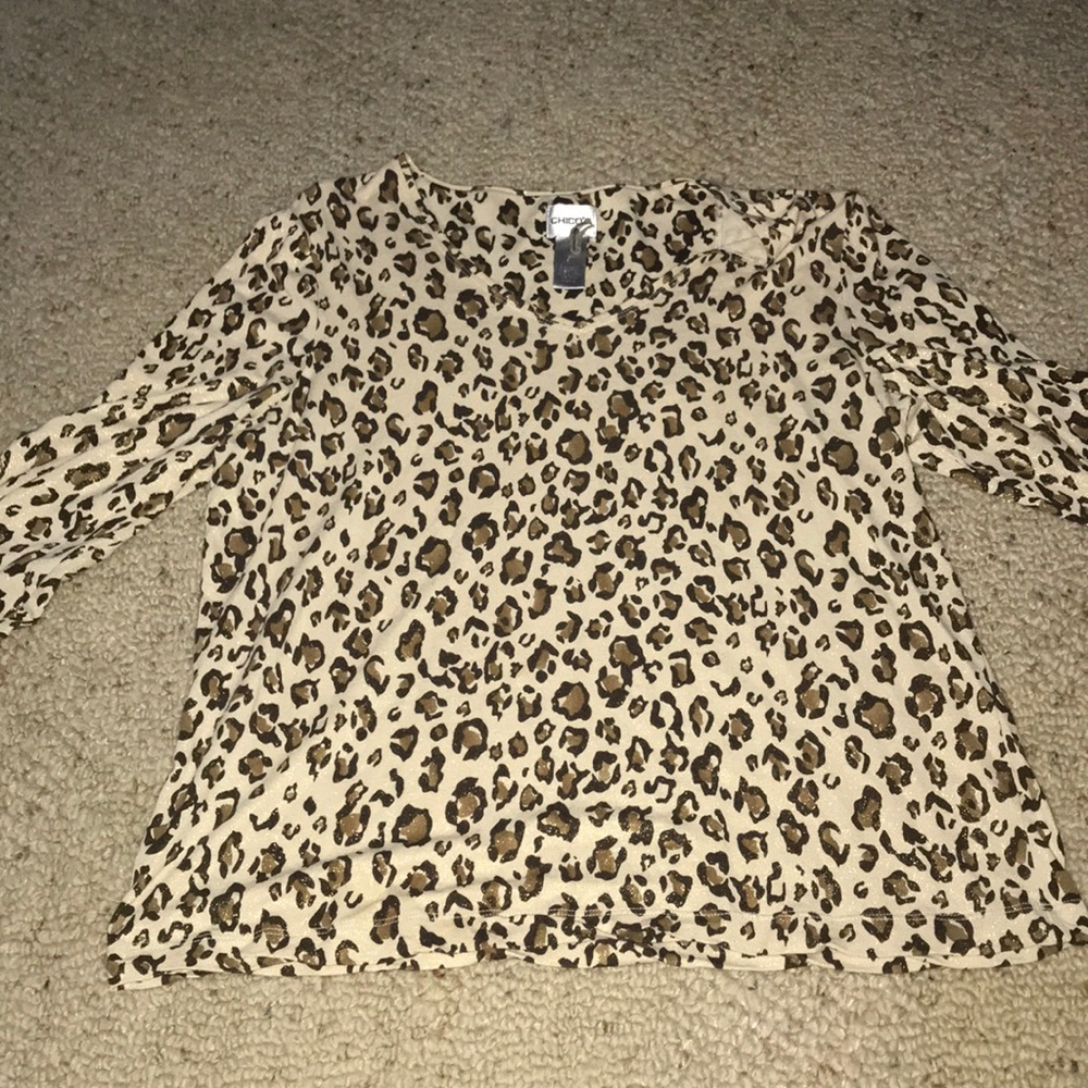 Cheetah print 3/4 sleeve chicos top